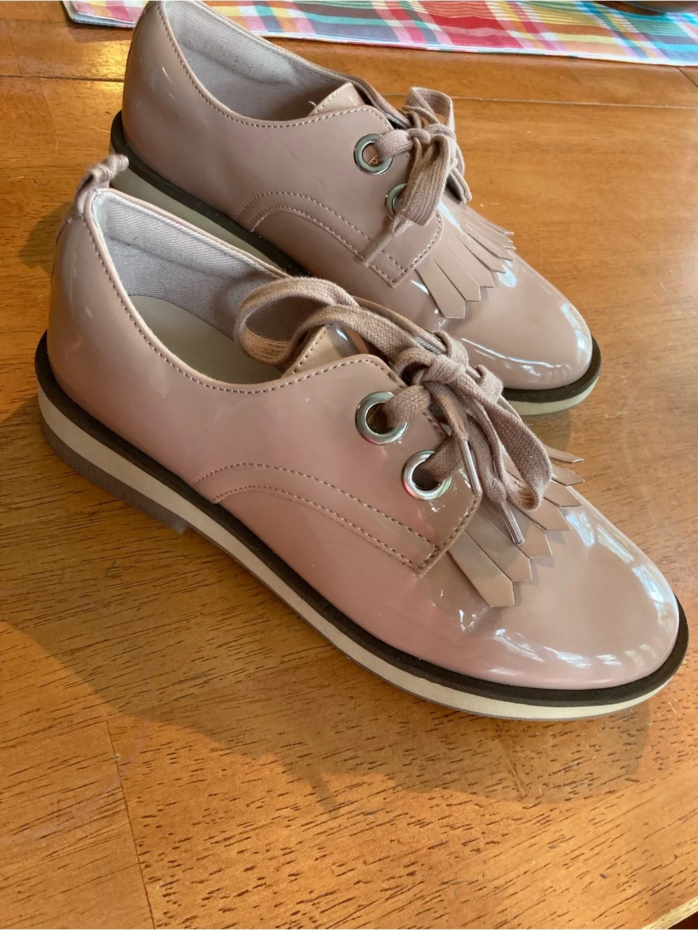 Zara Pink Patent Kiltie Lace-Up Kids Dress Shoes - youth 3.5/women 4.5/5